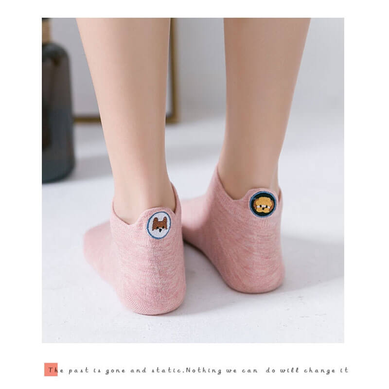 Cute Dogs Embroidered Ankle Socks