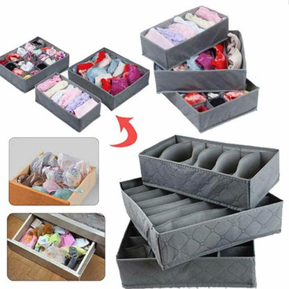 3pcs Set Bamboo Charcoal Non-woven Fabric Foldable Socks, Underwear Organizer