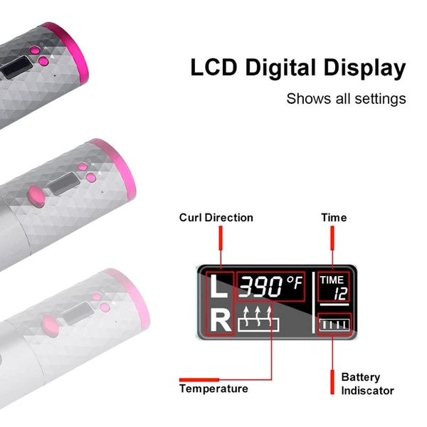 Wireless Automatic Curler with LCD Display