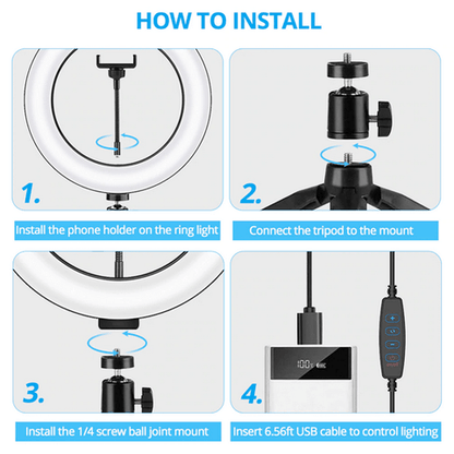 LED Ring Light 26CM with Tripod Phone Holder