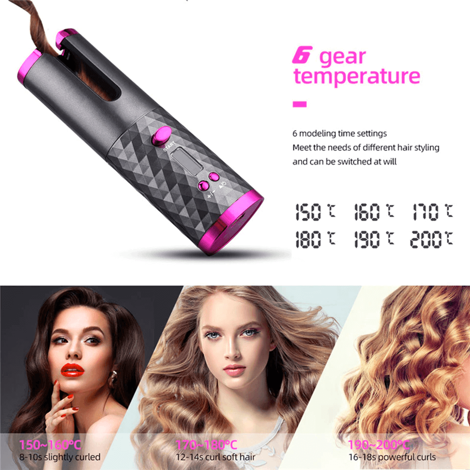 Wireless Automatic Curler with LCD Display