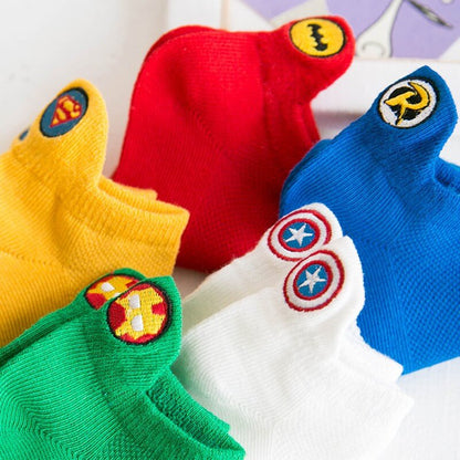 Super Hero Embroidered Ankle Socks