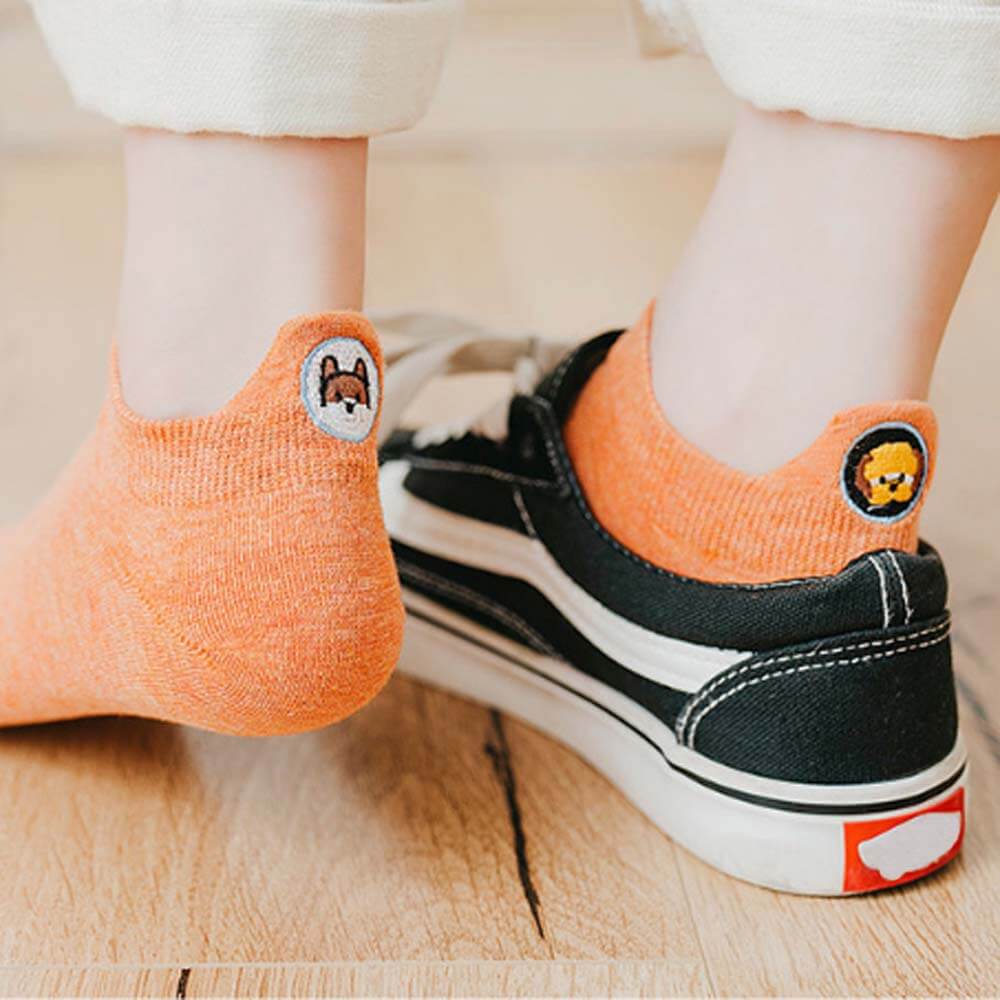 Cute Dogs Embroidered Ankle Socks