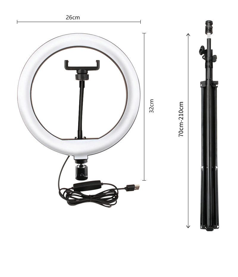 LED Ring Light 26CM with Tripod Phone Holder