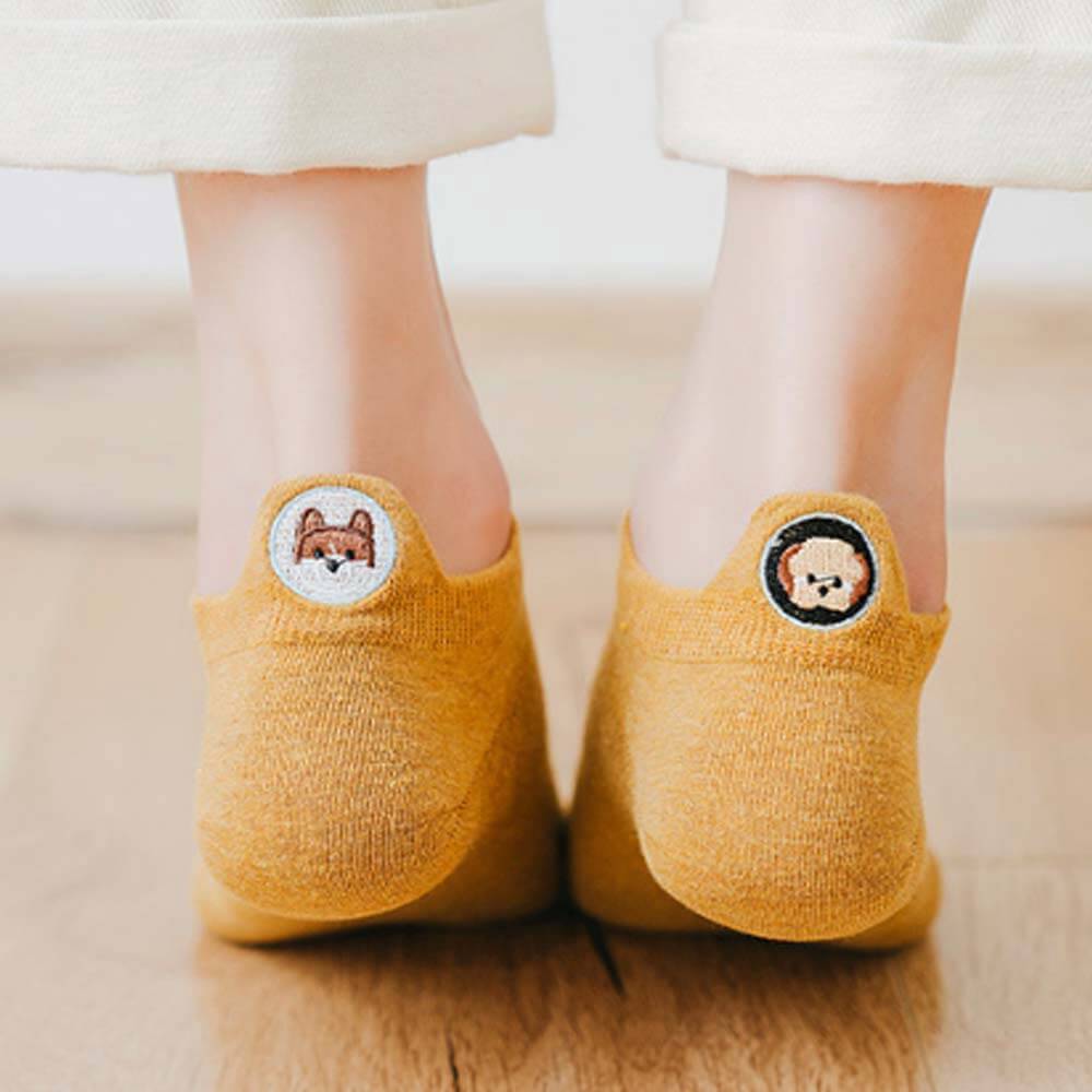 Cute Dogs Embroidered Ankle Socks