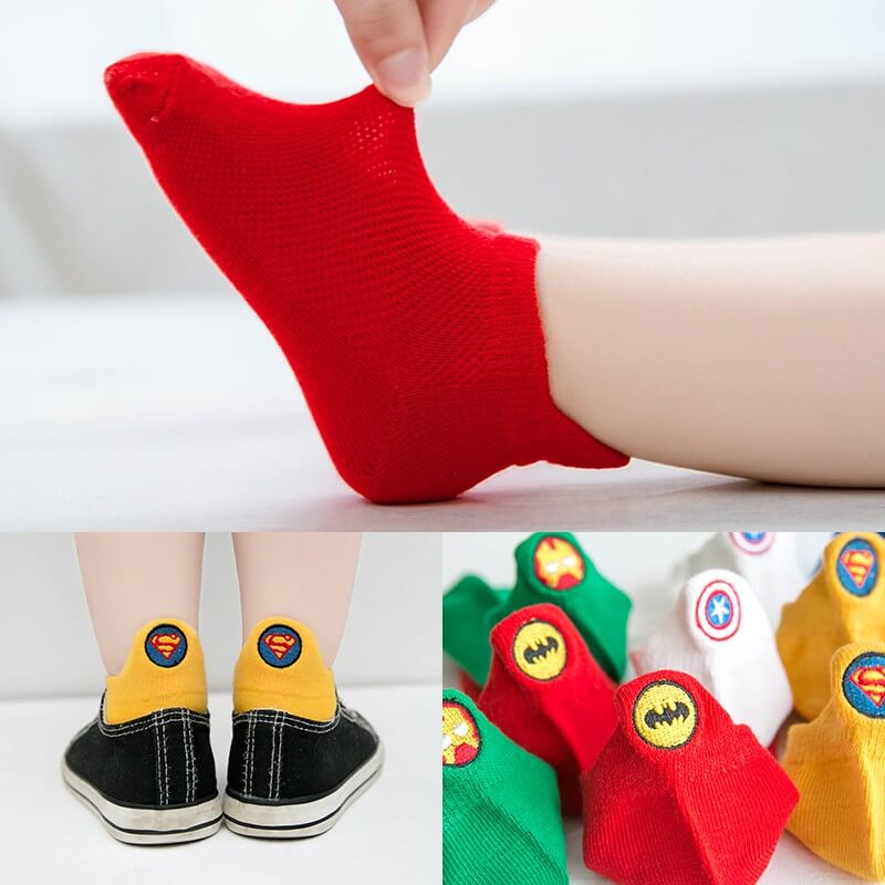 Super Hero Embroidered Ankle Socks