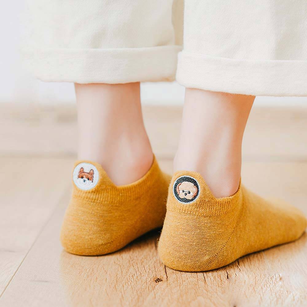 Cute Dogs Embroidered Ankle Socks