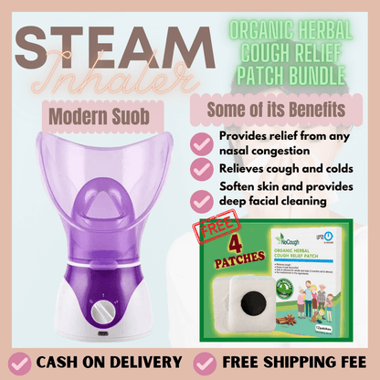 Steam Inhaler (Modern Suob) with Free NoCough Organic Patch